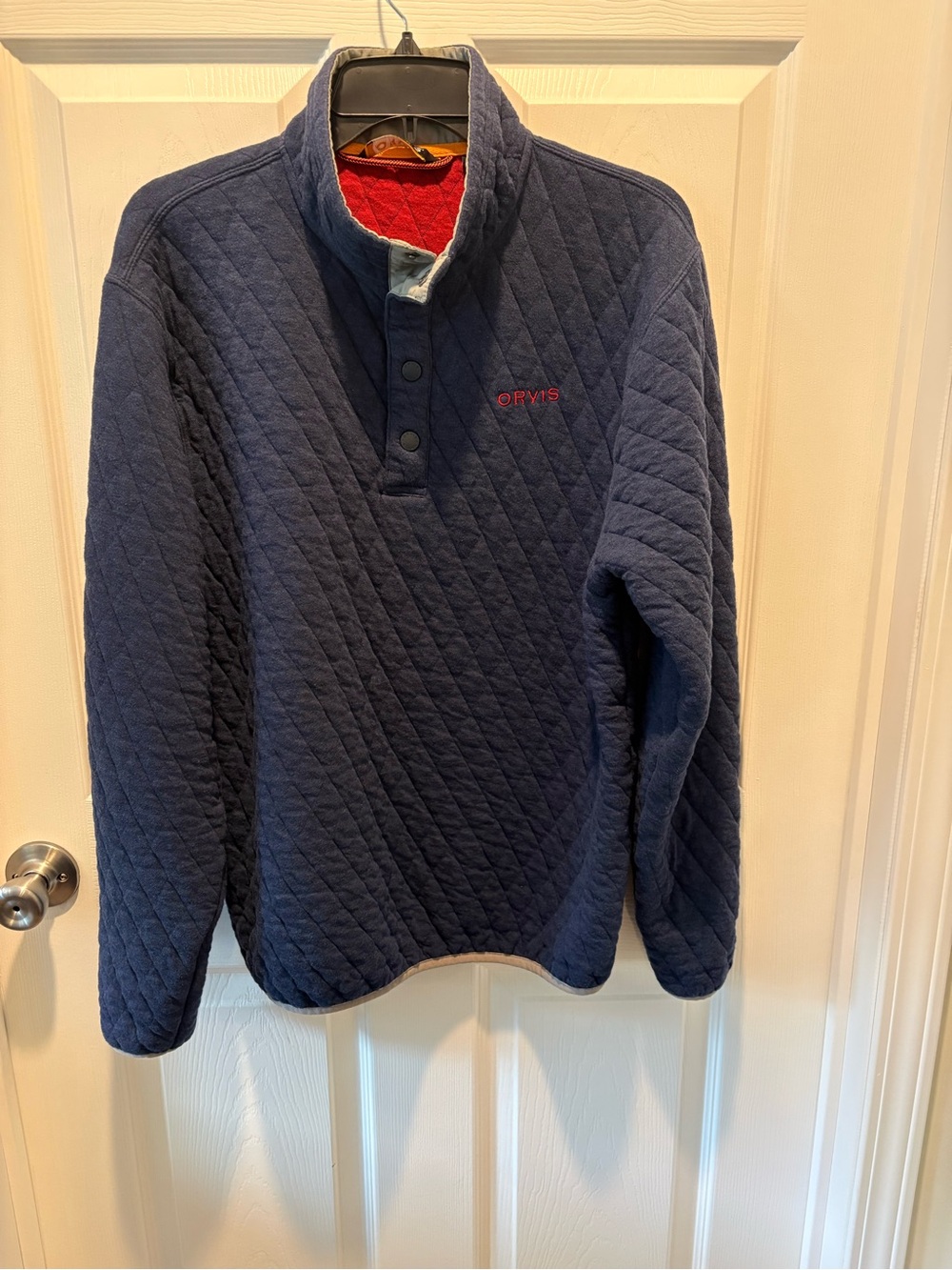 Orvis Navy Quilted Snap-Neck Pullover
